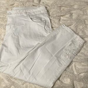 White Jeans with Lace Ankle Detail